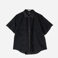 Chemise TEXTO noire broderie anglaise