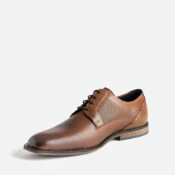 Derby éco-conçu cognac cuir lacet marine