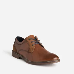 Derby cognac avec détails embossés