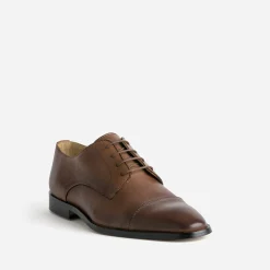 Derby cognac cuir bout droit