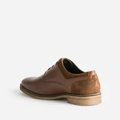 Derby cognac cuir détails cuir velours