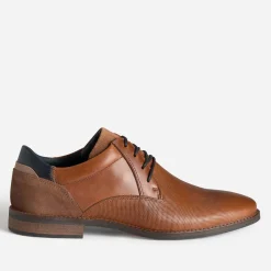 Derby cognac cuir embossé