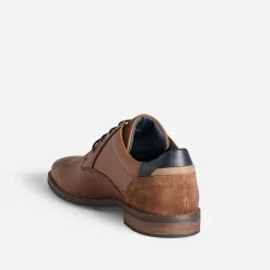 Derby cognac cuir embossé