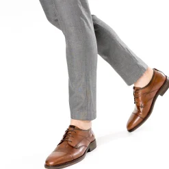 Derby cognac en cuir à double col