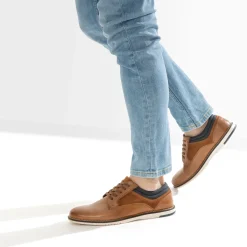 Derby confort camel mix cuir et textile