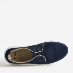 Derby confort marine en cuir velours