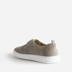 Derby confort taupe en cuir velours