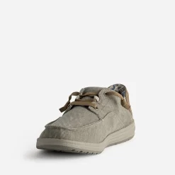 Derby confort taupe toile et cuir velours