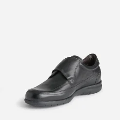 Derby FLUCHOS en cuir noir à scratch