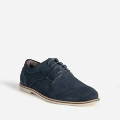 Derby marine cuir velours