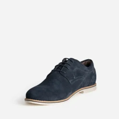 Derby marine cuir velours