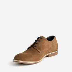 Derby marron clair éco-conçu en cuir velours
