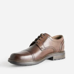 Derby marron en cuir détail bout droit