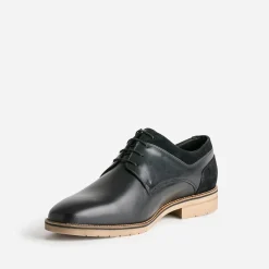 Derby noir cuir détails cuir velours