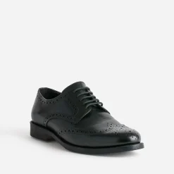 Derby noir en cuir détails perforations