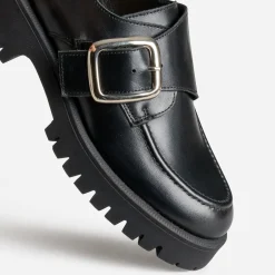 Derby TEXTO noir cuir maxi boucle