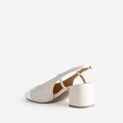Escarpin slingback écru et blanc verni
