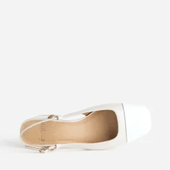 Escarpin slingback écru et blanc verni