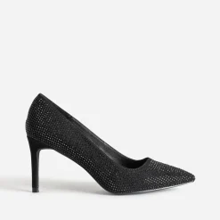 Escarpin stiletto noir décor strass noir