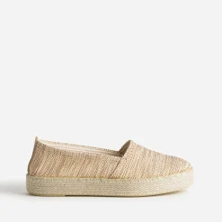Espadrille beige textile tressé rayé