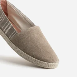 Espadrille beige toile motif rayures
