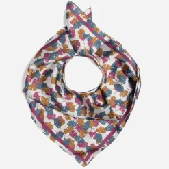 Foulard écru imprimé feuilles