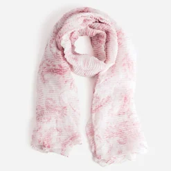 Foulard rose plissé imprimé cachemire