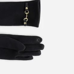 Gants noirs en textile décor mors