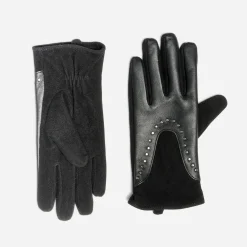 Gants TEXTO noirs en cuir à clous