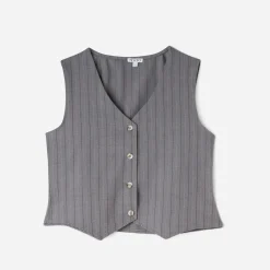 Gilet de costume TEXTO gris rayures tennis