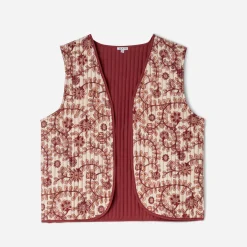 Gilet réversible TEXTO rouge motif fleurs indiennes