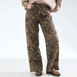 Jean TEXTO marron à imprimé léopard