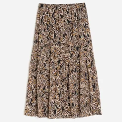 Jupe longue TEXTO marron à motif ethnique floral