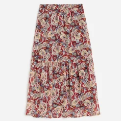 Jupe longue TEXTO rouge à motif cachemire floral