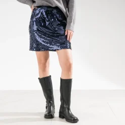 Mini jupe TEXTO marine en sequins