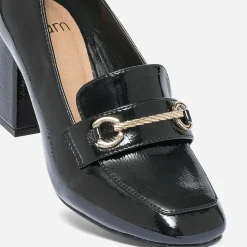 Mocassin à talon noir verni