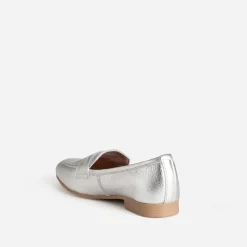 Mocassin argent métallisé cuir