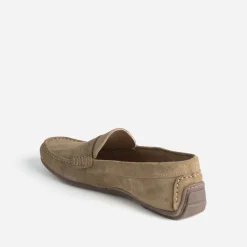 Mocassin beige éco-conçu en cuir velours