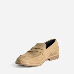 Mocassin beige cuir velours éco-conçu