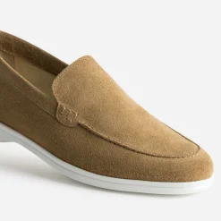 Mocassin beige cuir velours