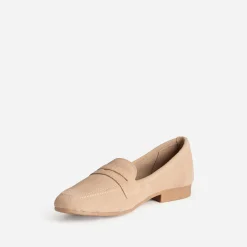 Mocassin beige cuir velours