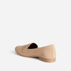 Mocassin beige cuir velours