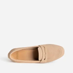 Mocassin beige cuir velours