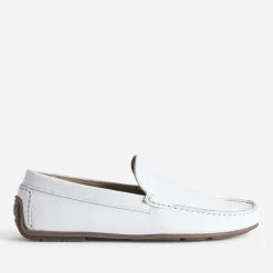 Mocassin blanc en cuir