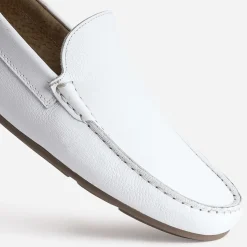 Mocassin blanc en cuir