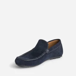 Mocassin bleu marine en cuir velours