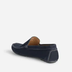 Mocassin bleu marine en cuir velours