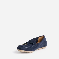 Mocassin bleu marine en cuir velours