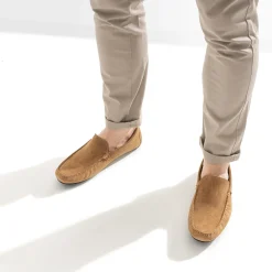 Mocassin camel en cuir velours