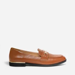 Mocassin cognac détails dorés
